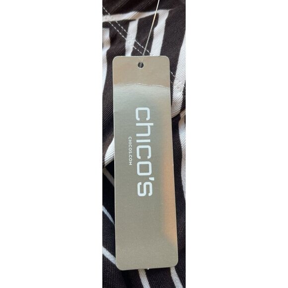 Travelers Chico's Wide Leg Pants Small NWT Stripe Palazzo Boho Ren Faire Pull On - Picture 12 of 15